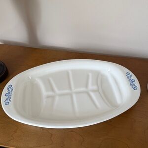 Vintage Corningware Oval Meat Platter or Broiler Tray in Blue Cornflower